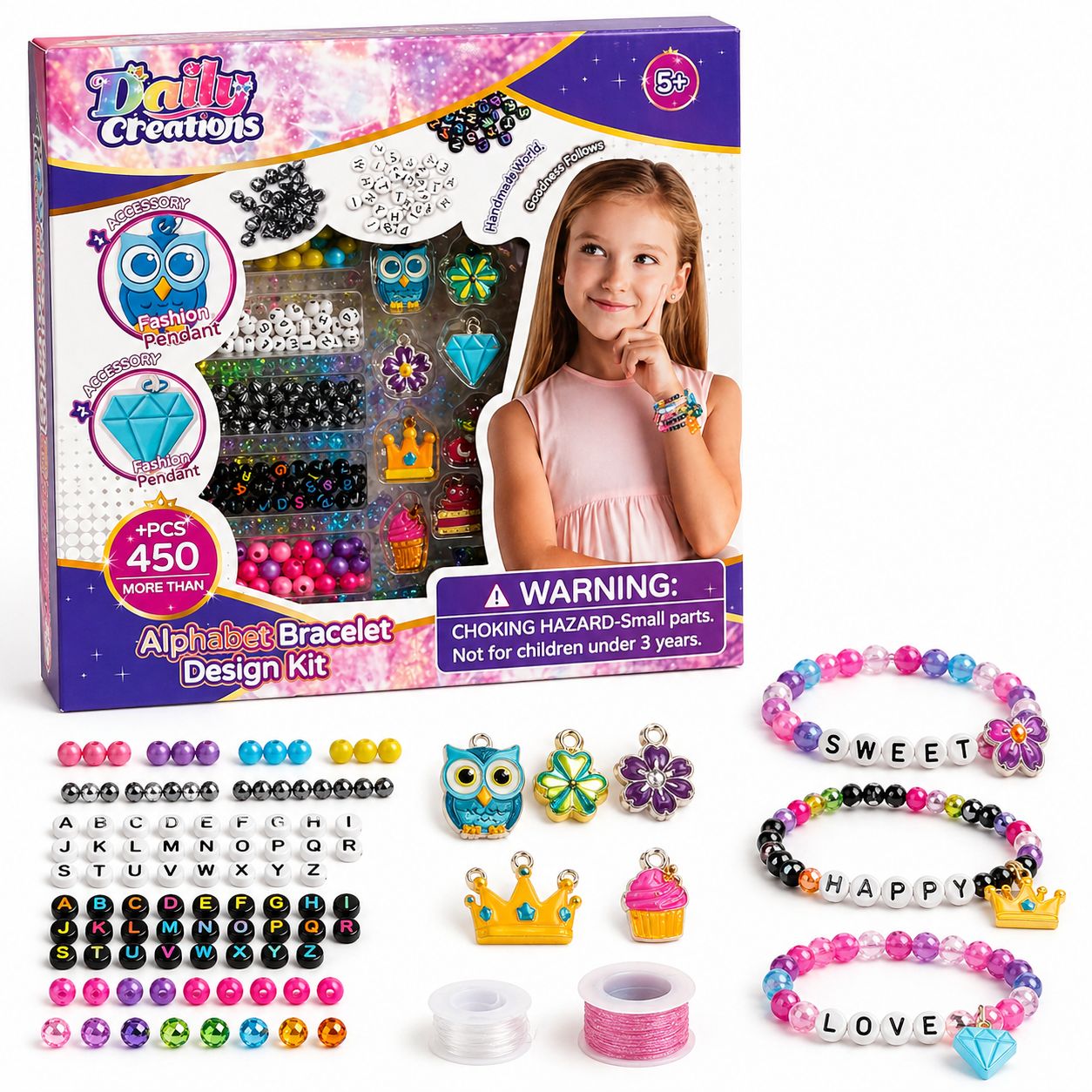  SET PULSERAS 450 PCS 26.5X5X25CM — Sin marca