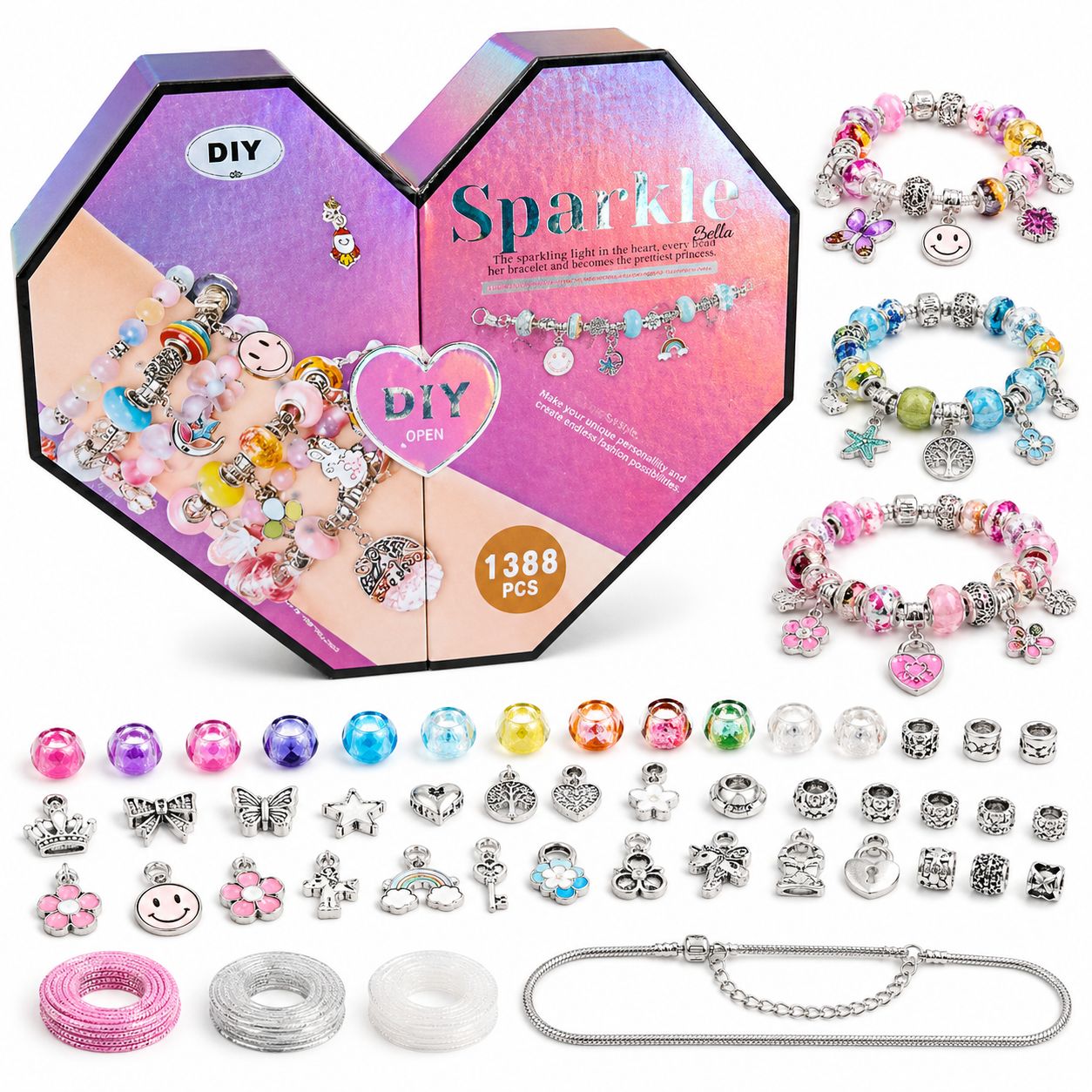  SET PULSERAS CAJA DE CORAZONES  — Sparkle