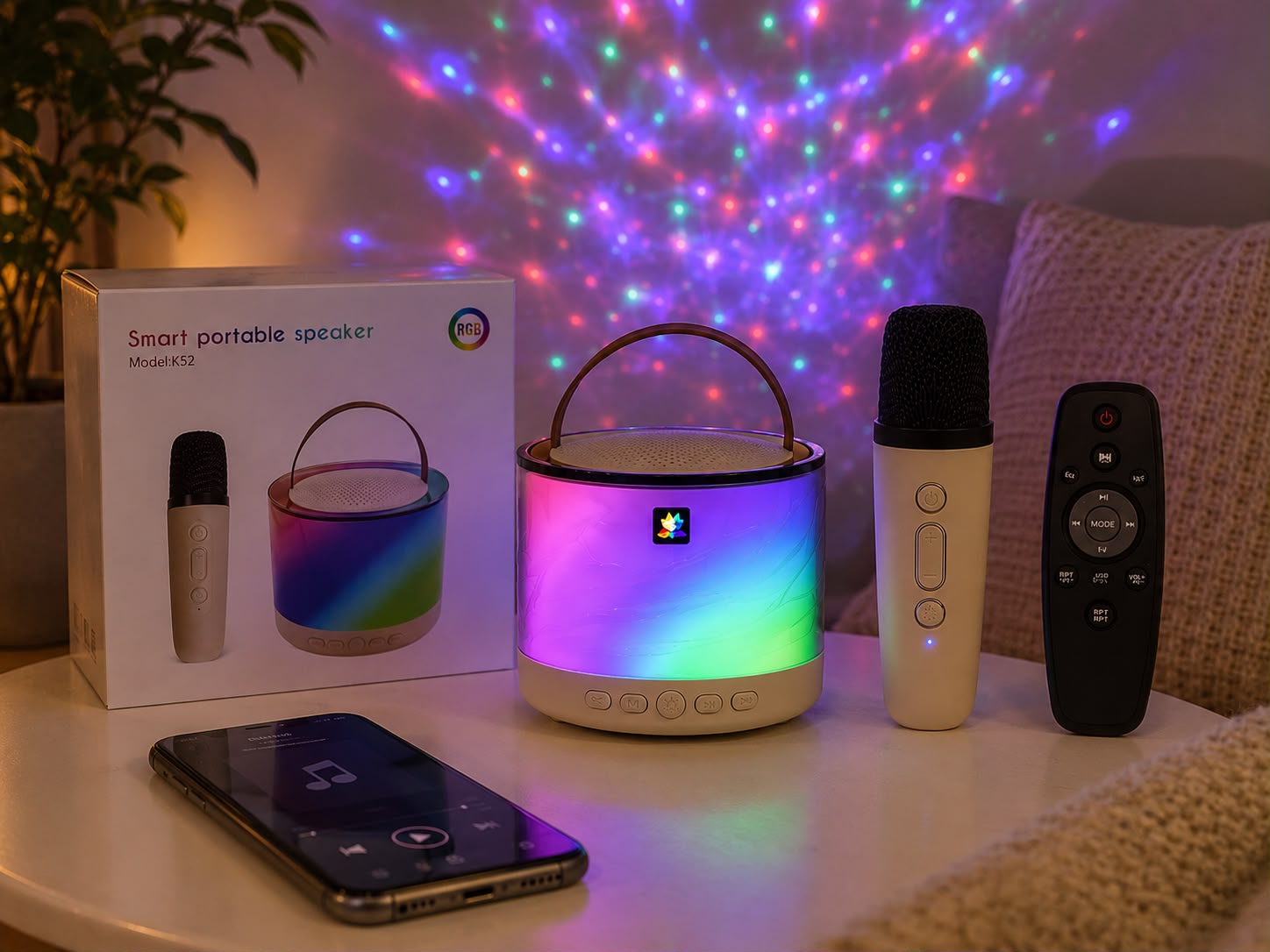 PARLANTE KARAOKE RGB CON MICROFONO