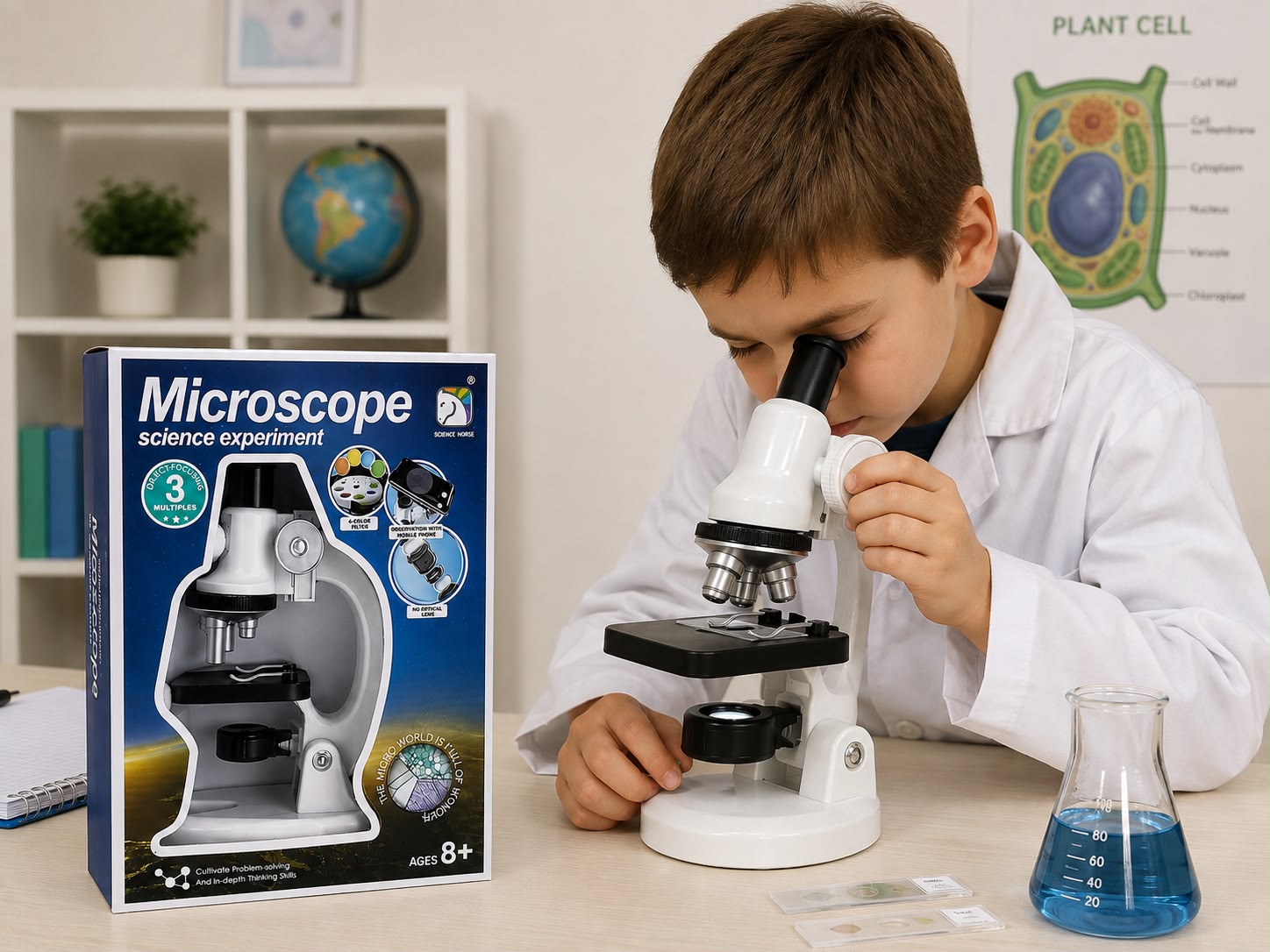 MICROSCOPIO C/LUZ Y ACCESORIOS